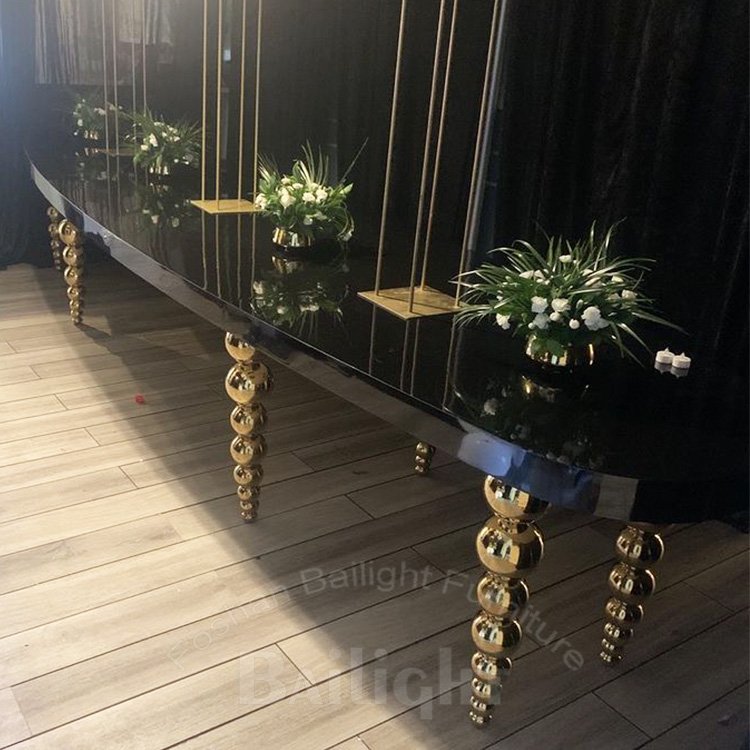 Luxurious golden metal frame glass top 12 seater hotel event dining table
