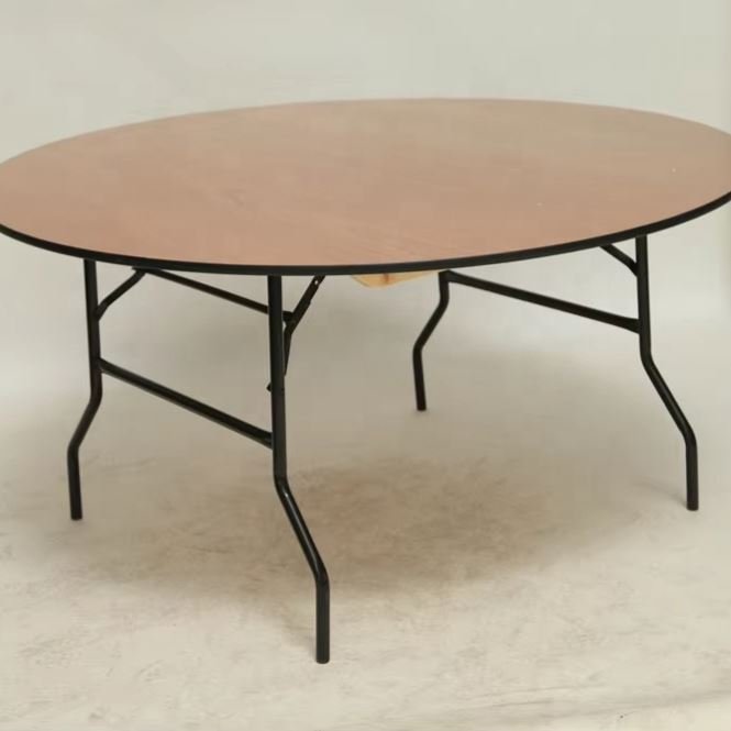 Foldable Round Wooden Table For Outdoor Wedding Banquet Folding Dining Table