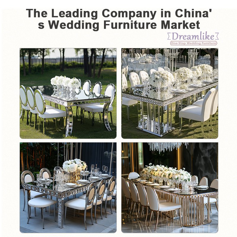 Modern Rectangular White Glass Rectangular Wedding Table Stainless Steel Designs for Event Hotel Furniture with Wedding