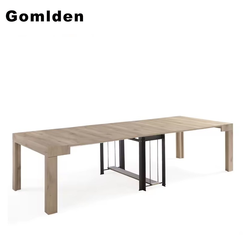 Nordic Space Saving Natural Wood Finish Large Extending Dining Tables For Dining Room