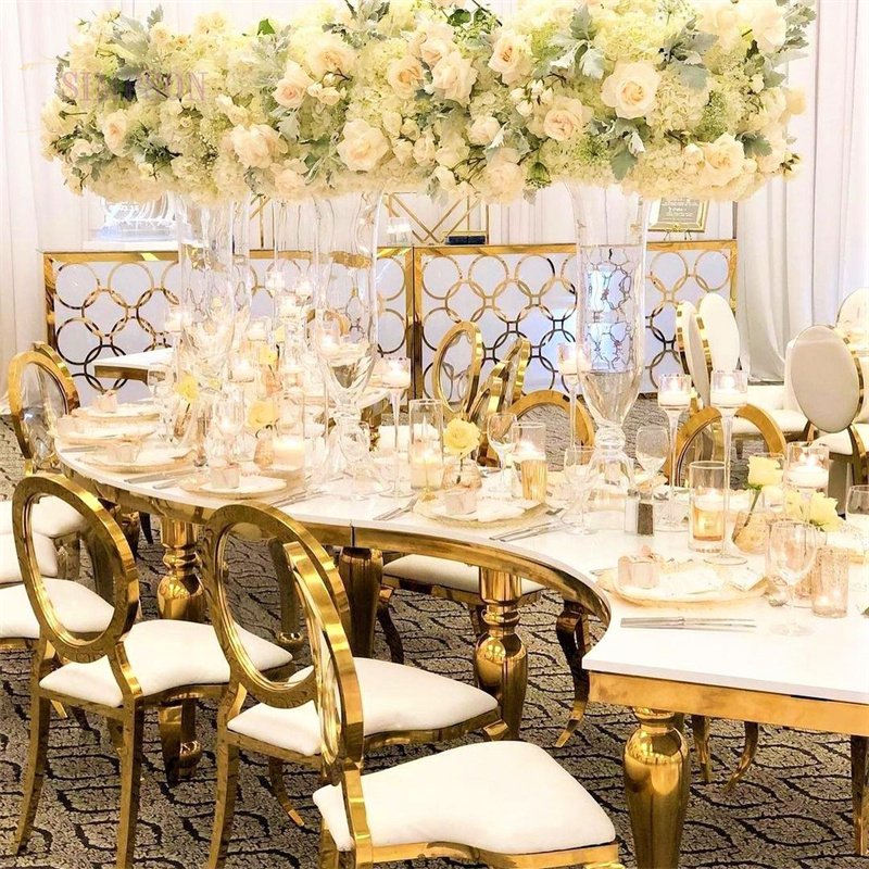 White Mdf Top S Shape Half Moon Wedding Table Dinning Table