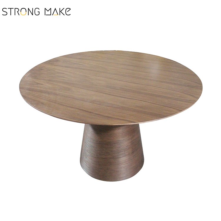 Japanese Contemporary Luxury Home Dining Room Furniture Set Dinner 90cm Solid Wood 8 Person Round Walnut Dining Table