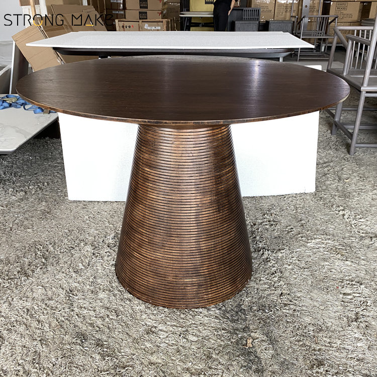 Japanese Contemporary Luxury Home Dining Room Furniture Set Dinner 90cm Solid Wood 8 Person Round Walnut Dining Table