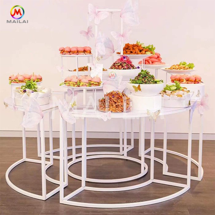 Mailai Furniture Luxury Golden Metal New Design Wedding Party Buffet Table