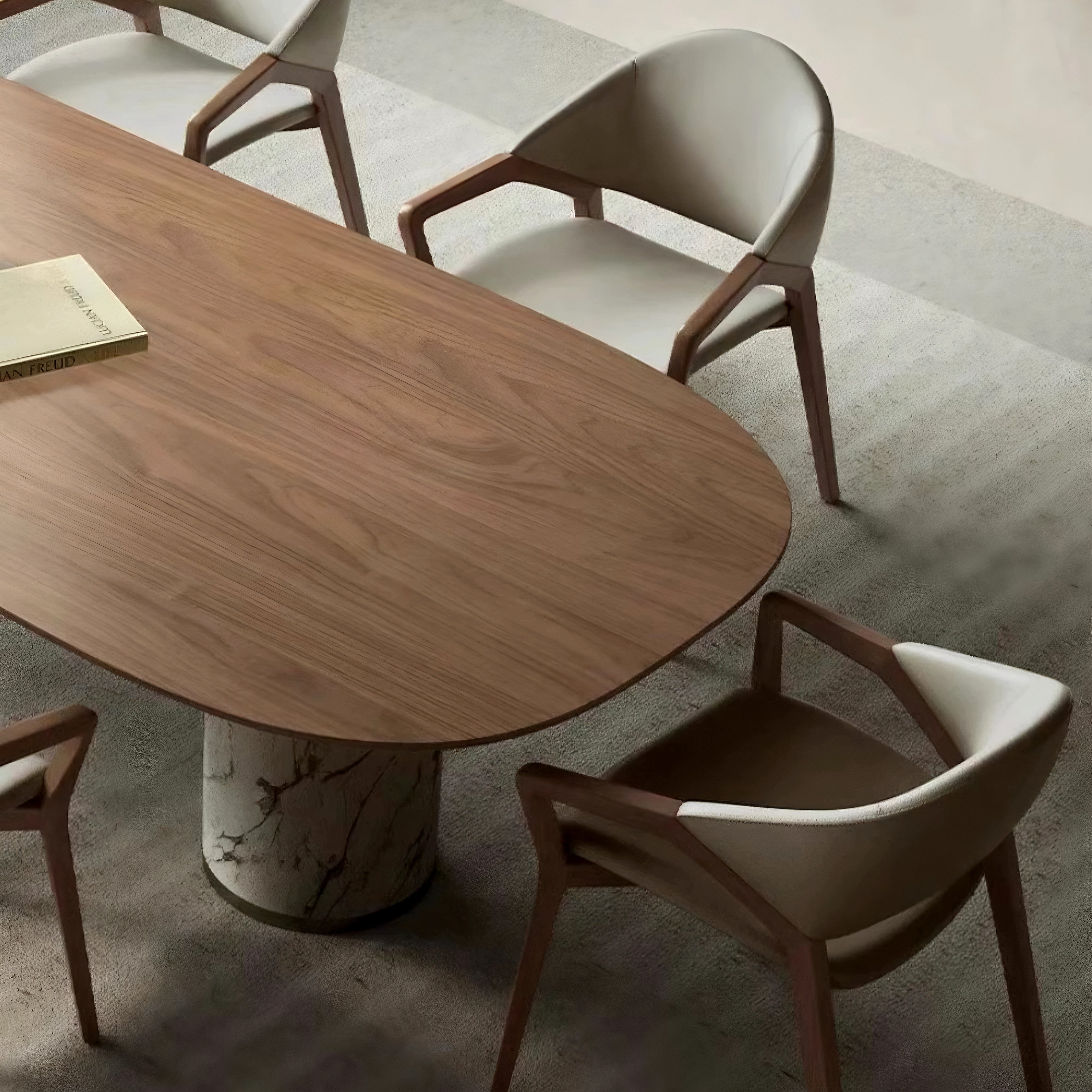 Factory New Product Hot sale Solid Wood Marble Base Wood Veneer Table for Dining Room With Best Quality
