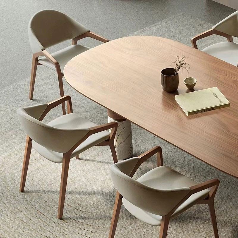 Factory New Product Hot sale Solid Wood Marble Base Wood Veneer Table for Dining Room With Best Quality