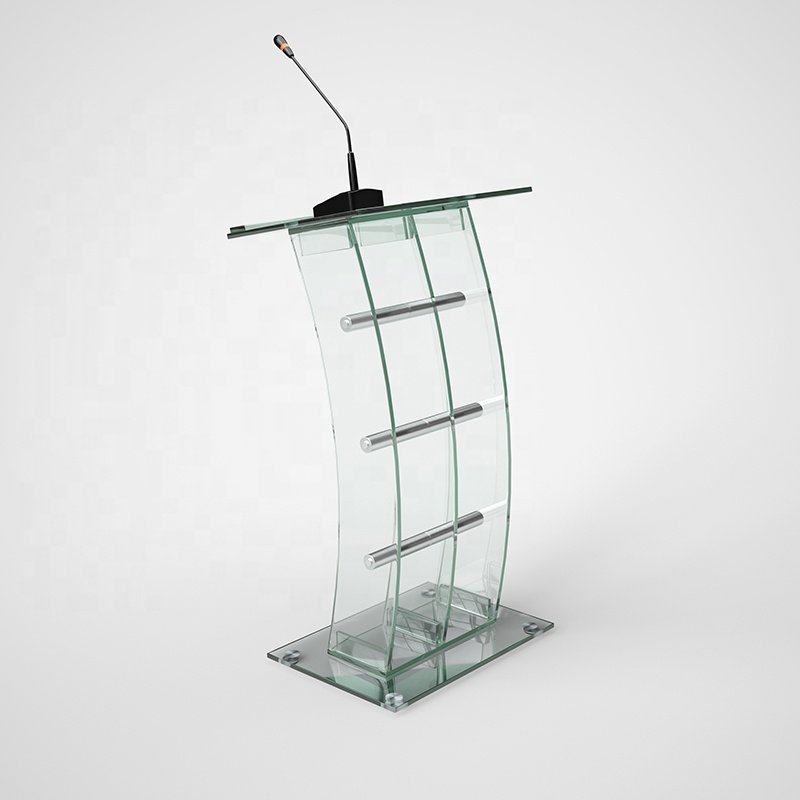 Cheap church pulpit table top lectern tempered glass church podium