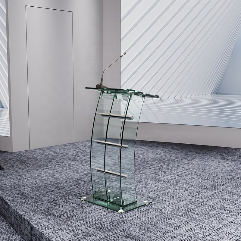 Cheap church pulpit table top lectern tempered glass church podium