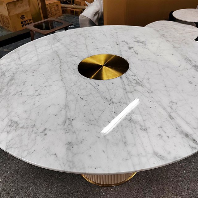 Modern light luxury living room Home coffee table Cream style marble round dining table