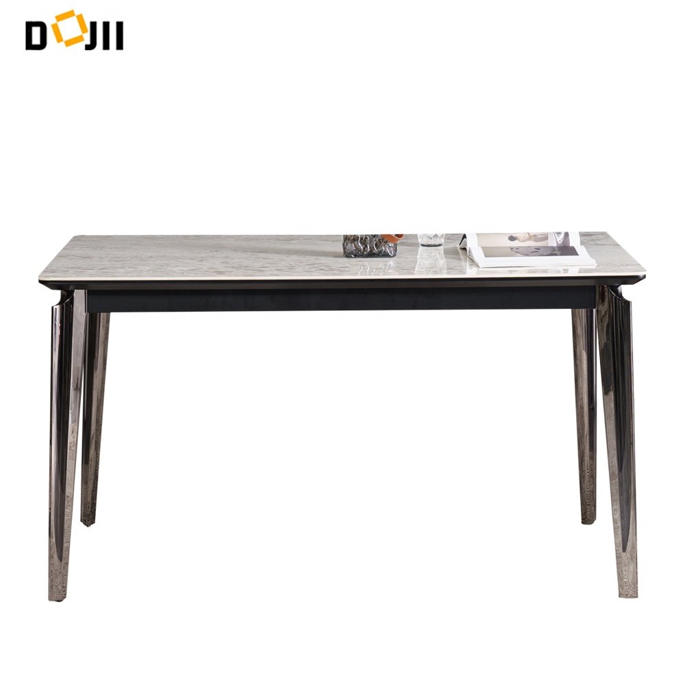 Cheap Modern Rock Beam Stone Top 6 Seater Chairs Rectangle Dining Table Set Dinner Room Furniture for Kitchen Living Room Bar