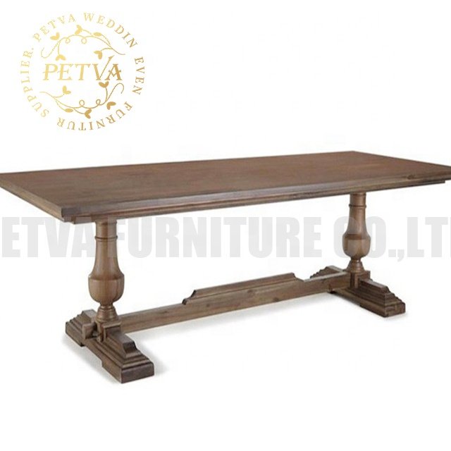 Darkwood wood banquet farm dinning table set 6 chairs dining room furniture for event