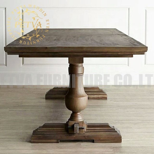 Darkwood wood banquet farm dinning table set 6 chairs dining room furniture for event