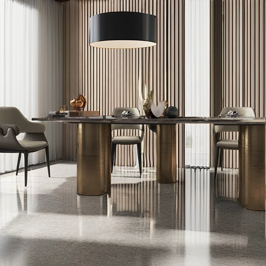 Imported Rose Gold Furniture Selectable Height Adjustable 106 Inches Circle Dinner Table Set Nordic Oval Dining Room Desk