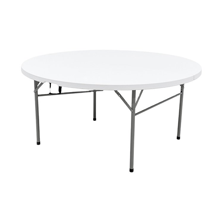Hotel Furniture White Plastic Folded Round Dining Table For Wholesale