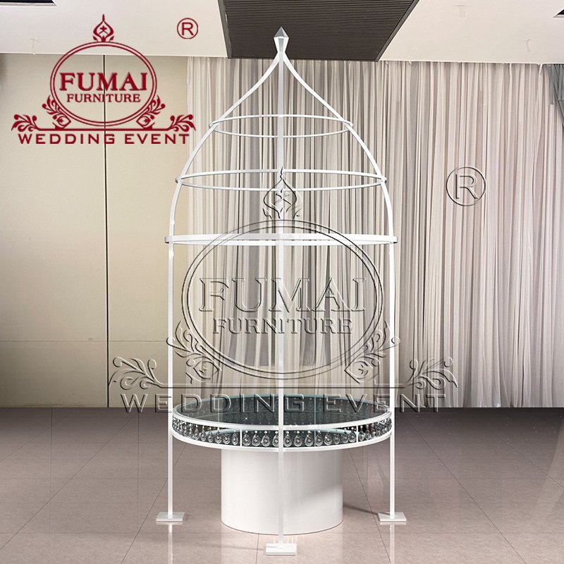 Modern Pedestal Base Metal Frame Clear Glass Crystal Large Round Shaped Arbor Hotel Dining Table 6 Chairs