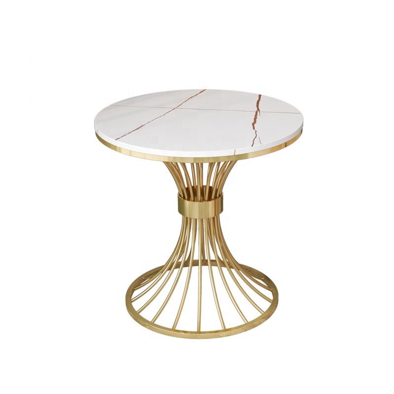 Commercial Light Luxury Furniture Square Table Marble Western Restaurant Stainless Steel Gold rectangle Table