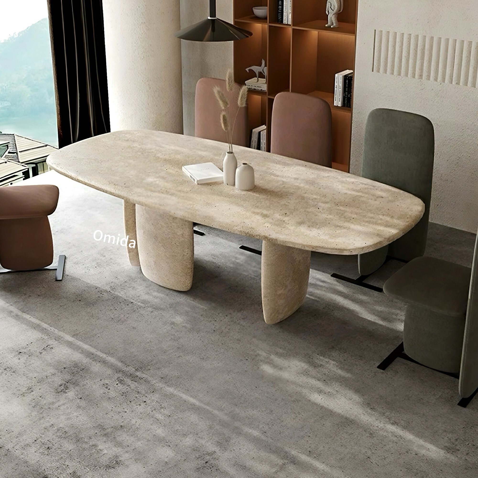 Hot Sale French Retro European Style Home Furniture Real Marble Top Dining Table for Home Villa Dining Room with Top Quality