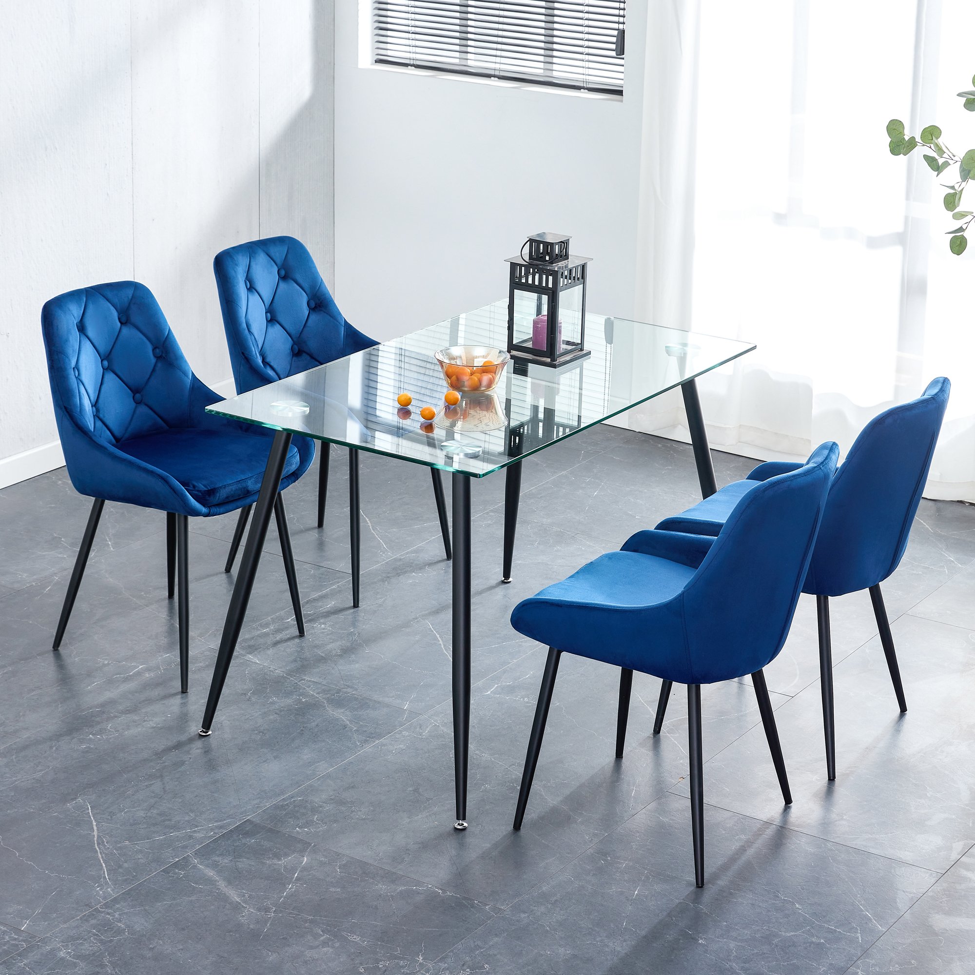 Nordic Modern Luxury Dining Room Sets Table And Chairs Glass Top Dining Tables For 6 seater
