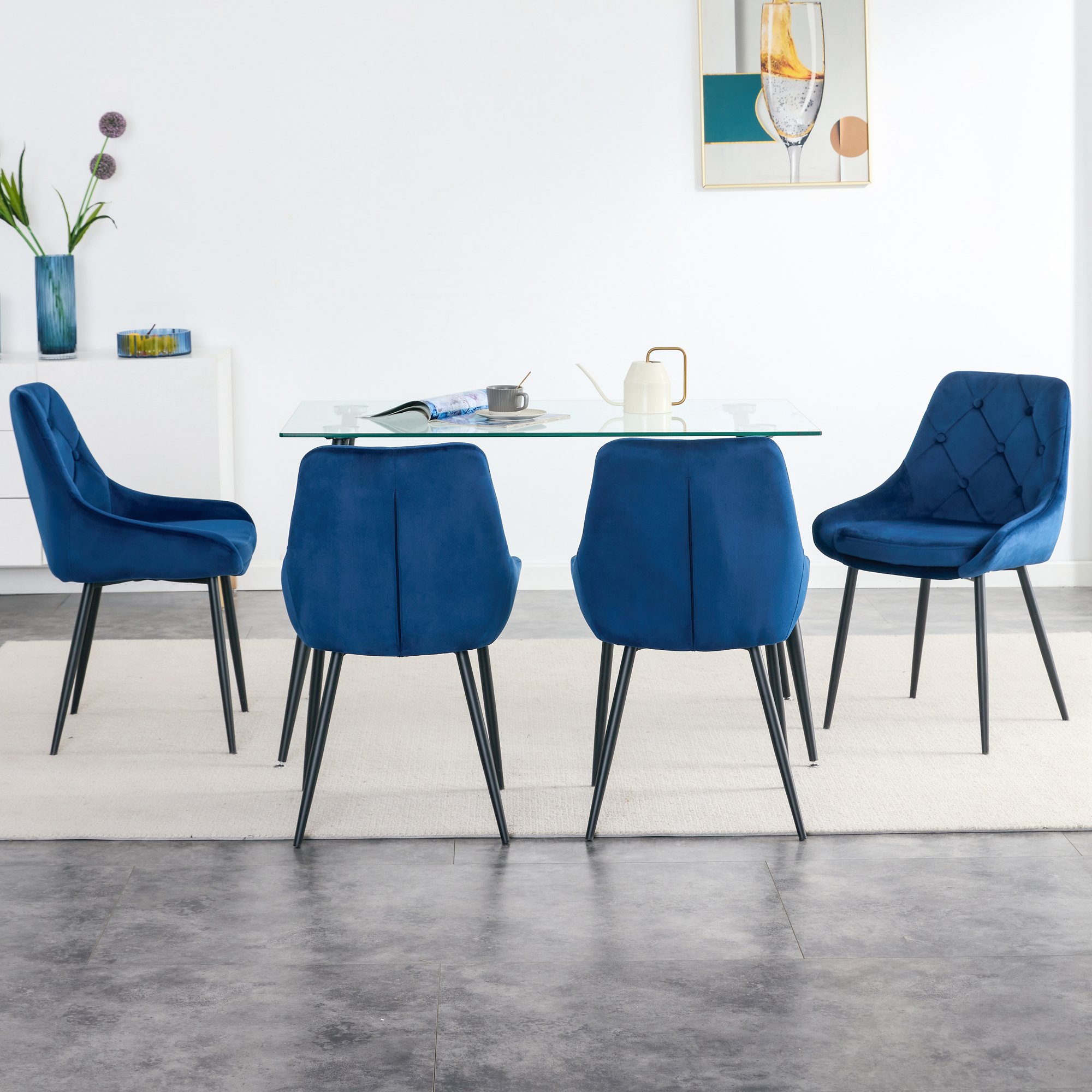 Nordic Modern Luxury Dining Room Sets Table And Chairs Glass Top Dining Tables For 6 seater