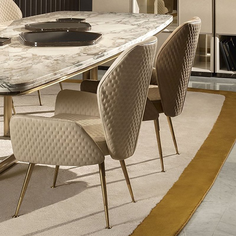 Luxury Stainless Steel Square Marble Dining Table Set Furniture Imported Modern Dine Room Dining Table And Chairs Set
