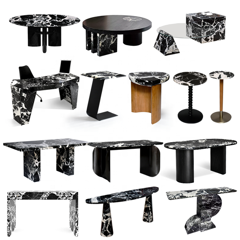 Modern luxury household villa hotel funiture dining table for 10 persons travertine stone dining table