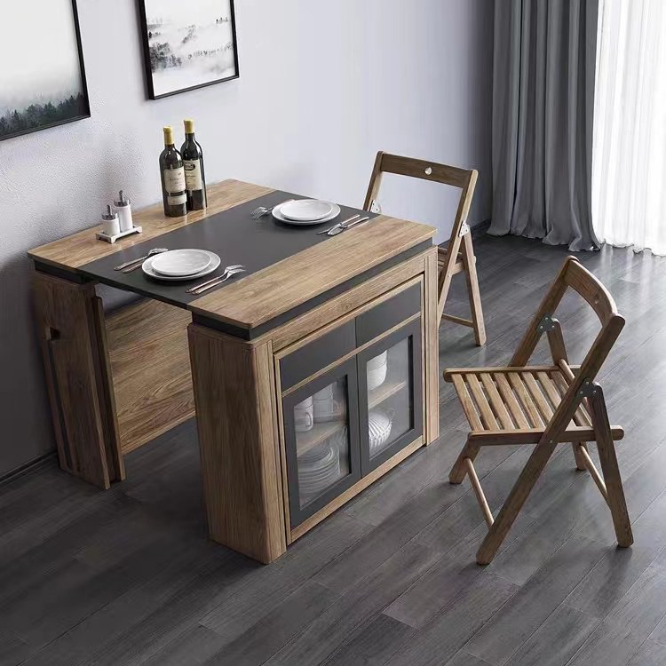 Foldable Dining Table Small Household Dining Table Fiberboard Home Furniture Multifunctional Expandable Rectangular Simple