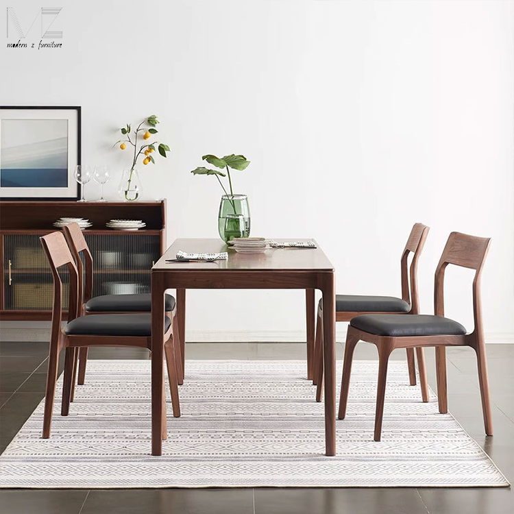 High Quality Nordic Modern Style Wood Home Kitchen Dinning Furniture Solid Wood 4 Seater Chairs Dining Room Table Sets For 8