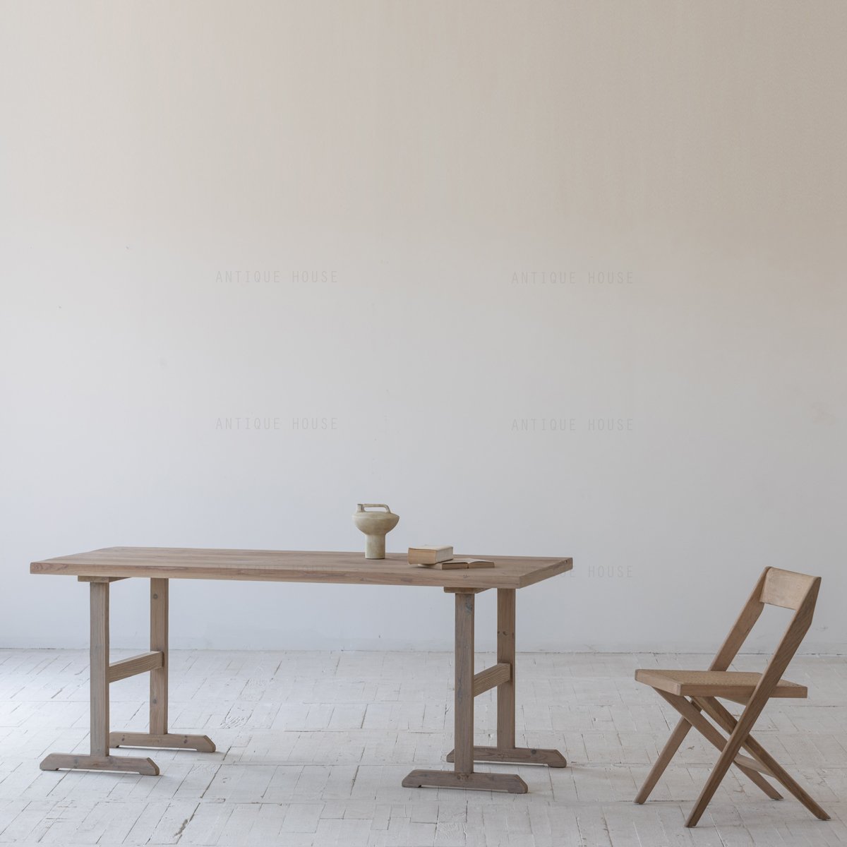 French retro farm house rustic natural classic accent recycled pine dinning solid wood dining table sets 6 chairs