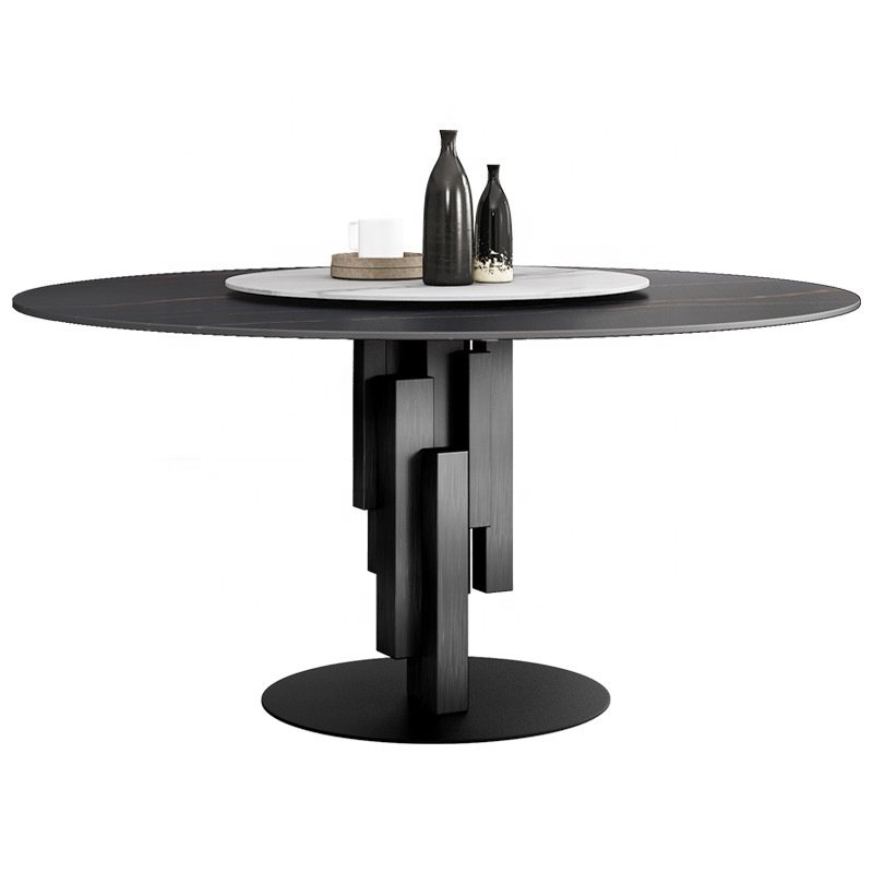 New design black carbon steel furniture modern luxury dining table