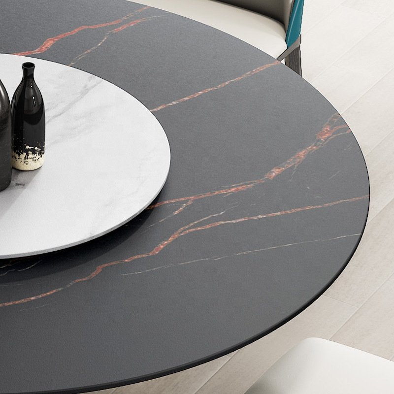 New design black carbon steel furniture modern luxury dining table