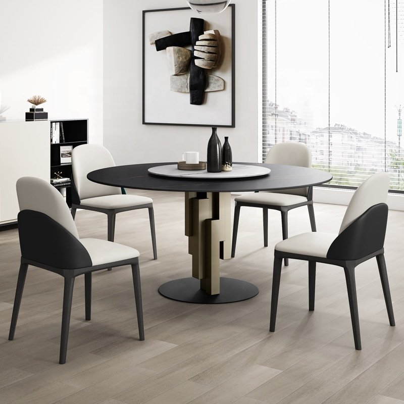 New design black carbon steel furniture modern luxury dining table