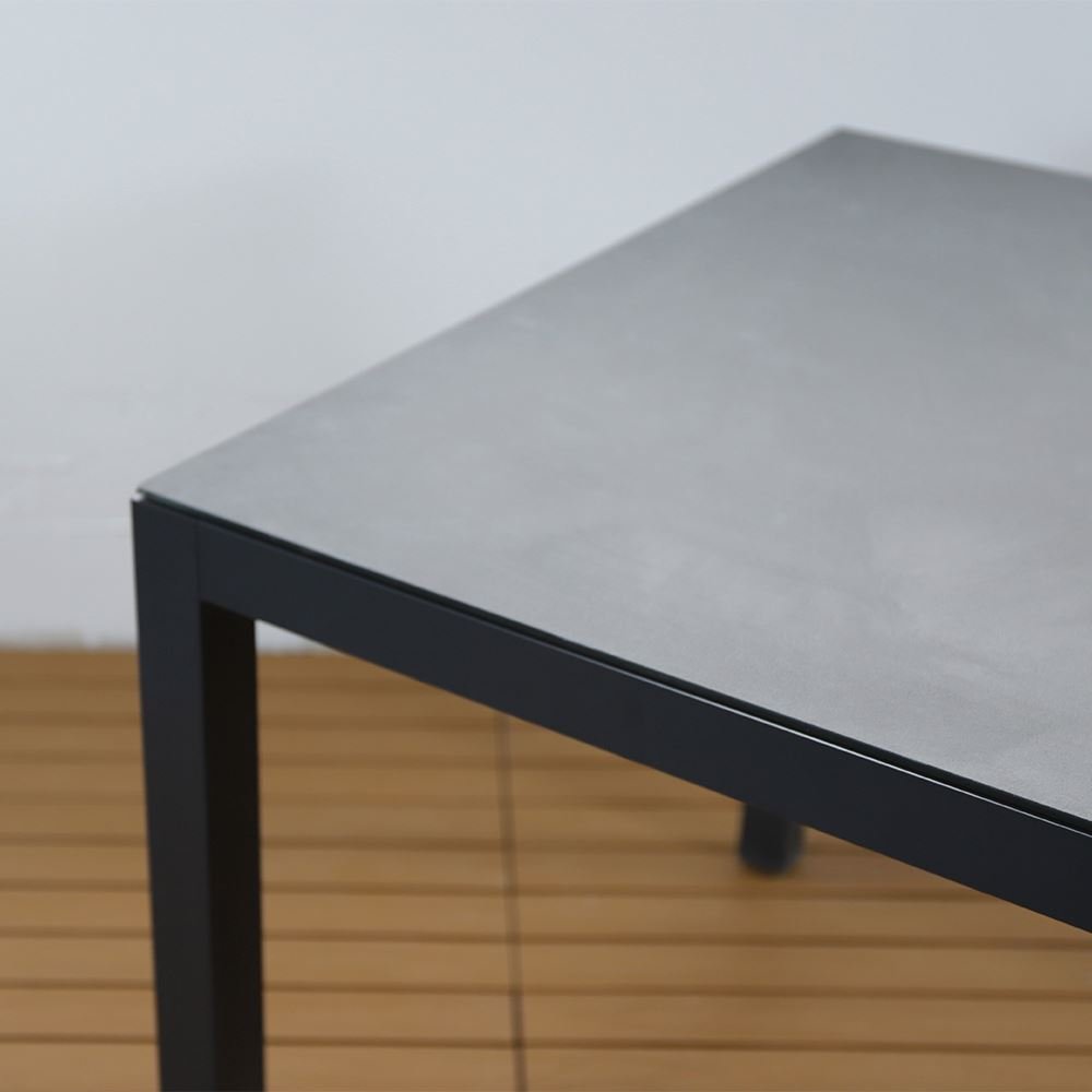 Good Quality Glass Top Banquet Dining Tables Metal Aluminum Outdoor Garden Black