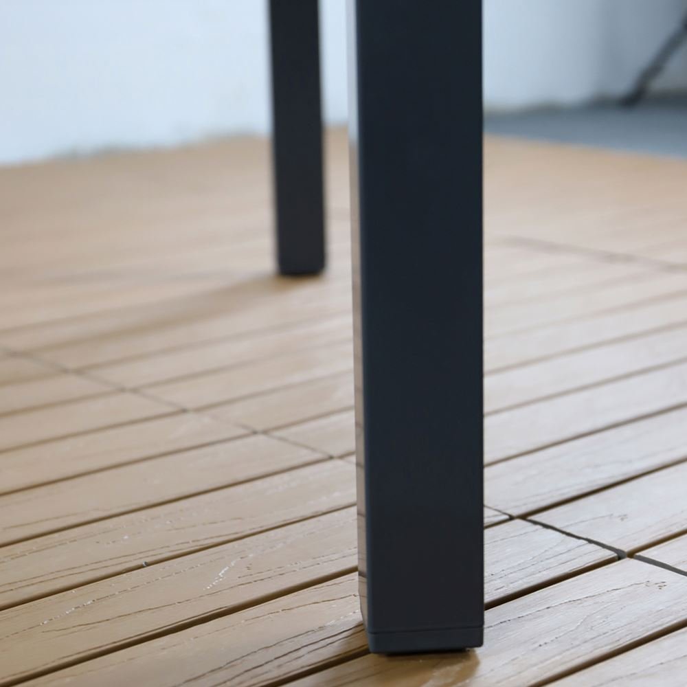 Good Quality Glass Top Banquet Dining Tables Metal Aluminum Outdoor Garden Black