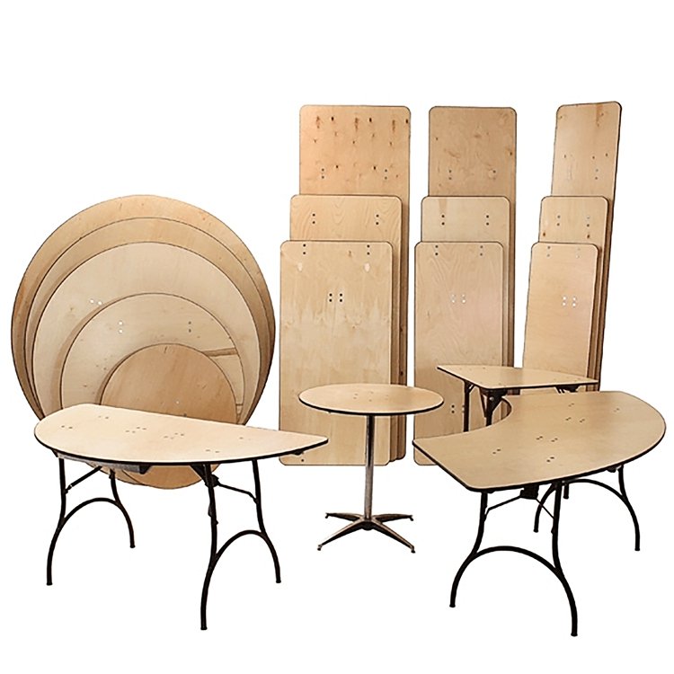 Sunzo Furniture 5FT Round Folding Wooden Used Banquet Tables