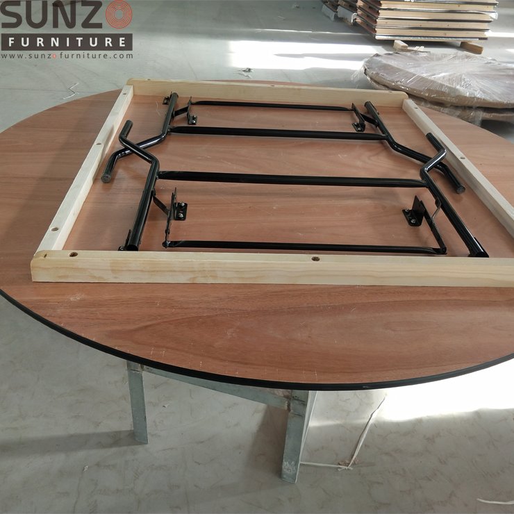 Sunzo Furniture 5FT Round Folding Wooden Used Banquet Tables