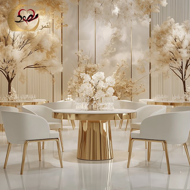 Selling Modern Wedding Furniture Stainless Steel Gold Event Banquet Dining Table