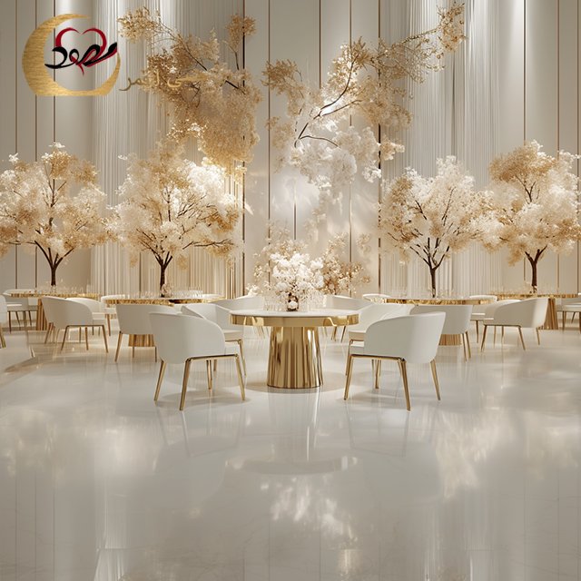 Selling Modern Wedding Furniture Stainless Steel Gold Event Banquet Dining Table
