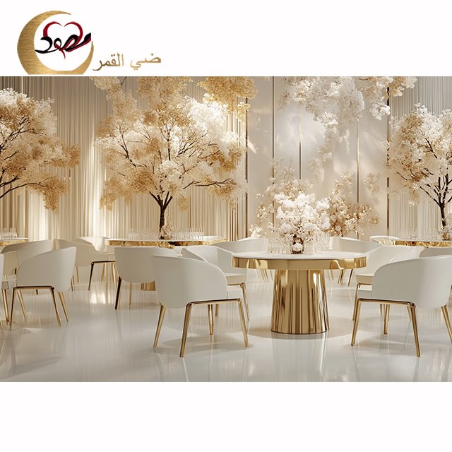 Selling Modern Wedding Furniture Stainless Steel Gold Event Banquet Dining Table