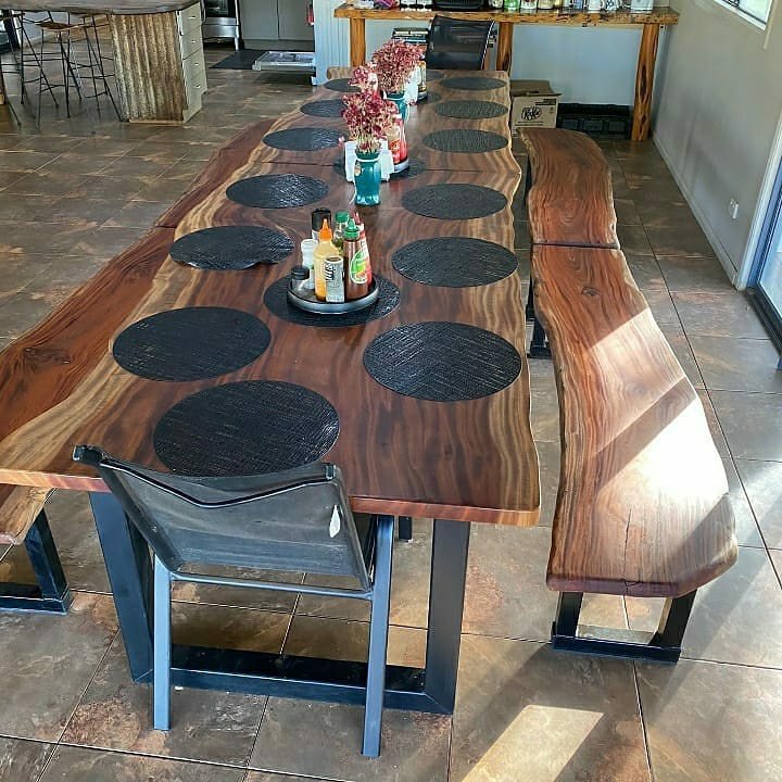 Hot Sale Ecuador Suar Wood Walnut Slab Table Factory Supply Solid Wood Live Edge River Dining Table
