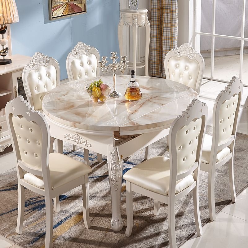 Home Furniture Modern Dining Room Set Customized Luxury Natural Marble Rectangular Marble Dining Table