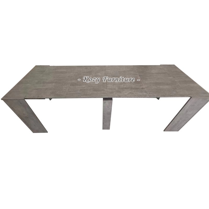Hot Sales High Gloss Stretched Big Size Dining Table with Metal Base