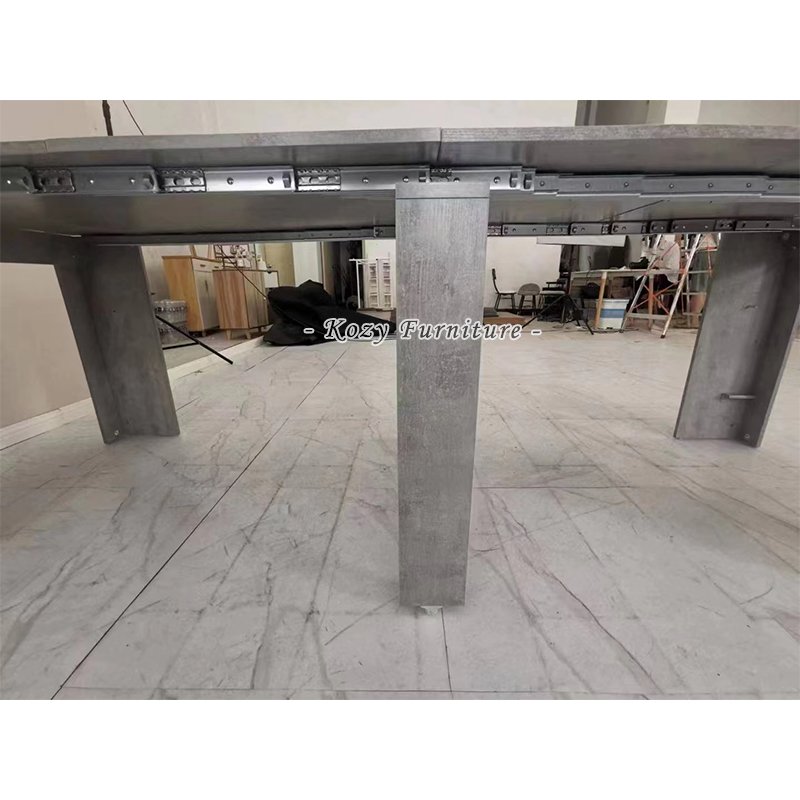 Hot Sales High Gloss Stretched Big Size Dining Table with Metal Base