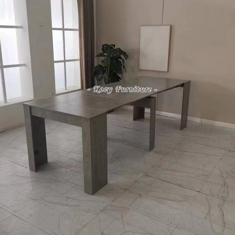 Hot Sales High Gloss Stretched Big Size Dining Table with Metal Base