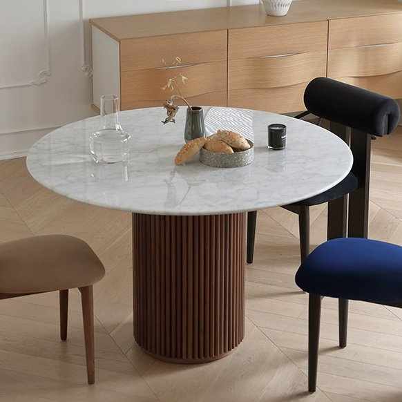 Italian mesa de jantar modern wood marble round dining table for dining room restaurant cafe