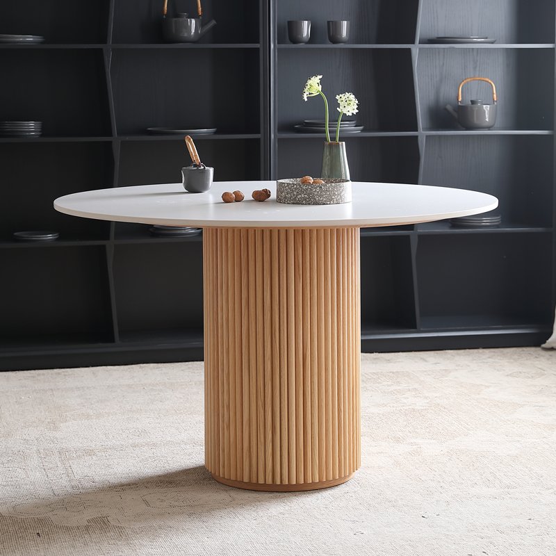Italian mesa de jantar modern wood marble round dining table for dining room restaurant cafe