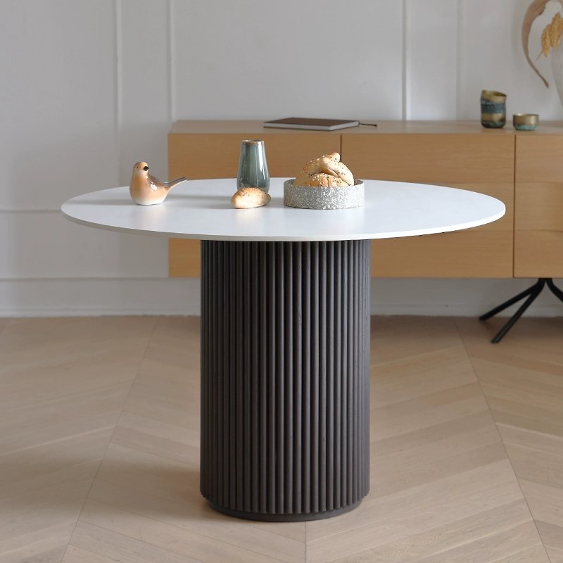 Italian mesa de jantar modern wood marble round dining table for dining room restaurant cafe