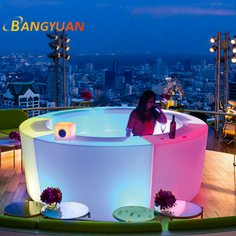 Large Circular Event Rental Bar Cabinets for Weddings & Parties Light-Emitting & Freely Combinable Curved Bar Design