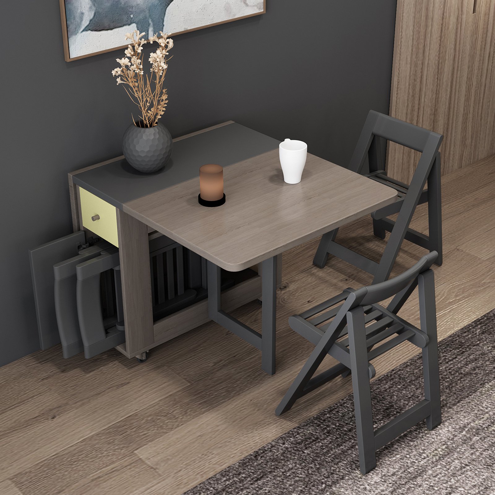 Space-Saving Minimalist Design Restaurant Furniture Foldable Dining Table Modern Style