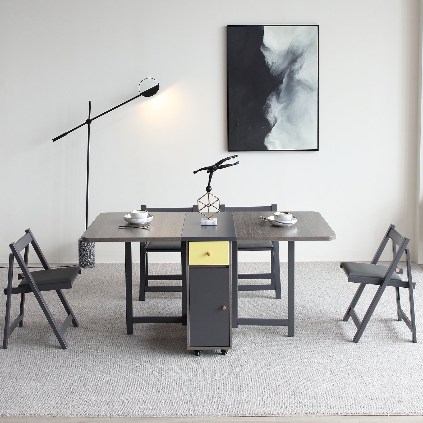 Space-Saving Minimalist Design Restaurant Furniture Foldable Dining Table Modern Style