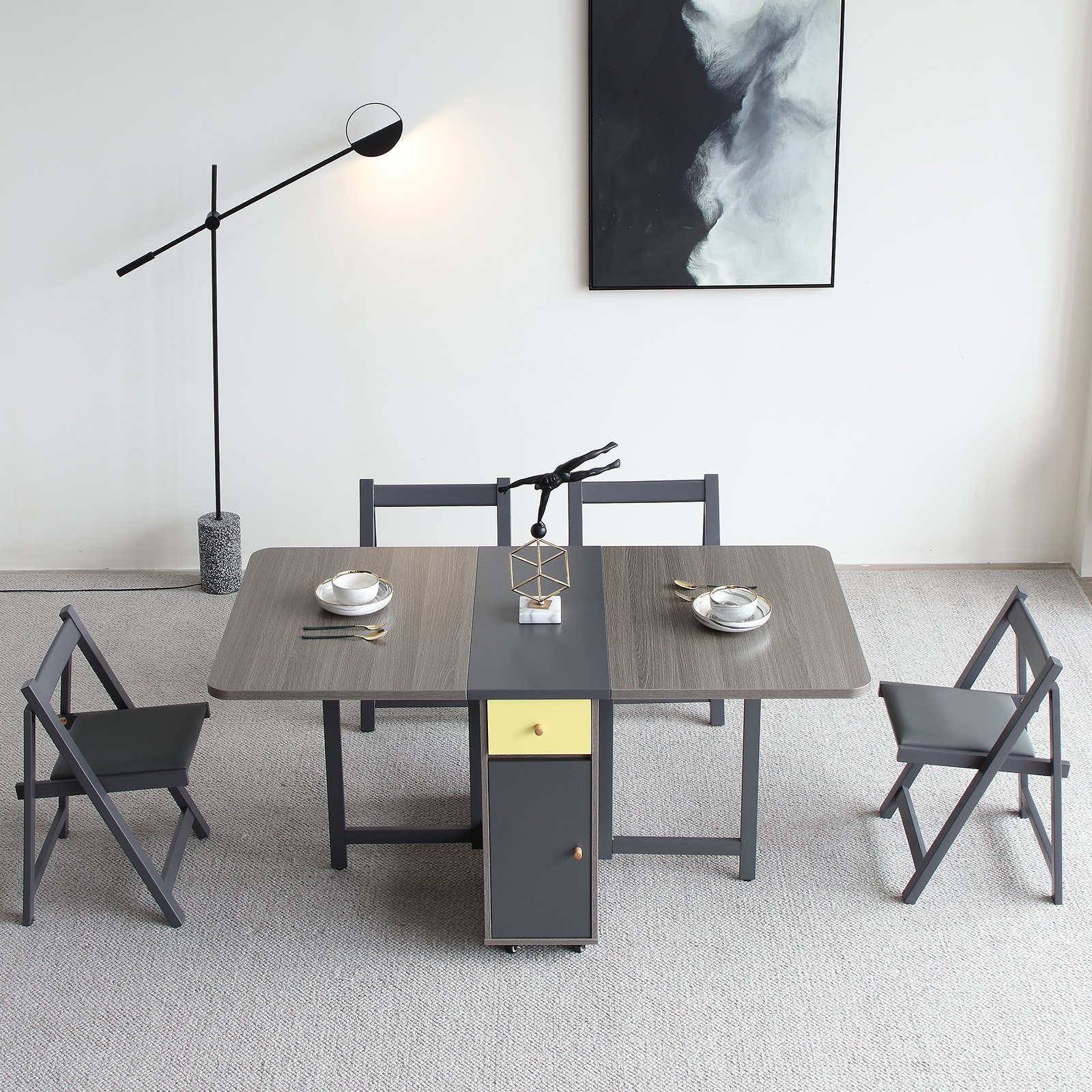 Space-Saving Minimalist Design Restaurant Furniture Foldable Dining Table Modern Style